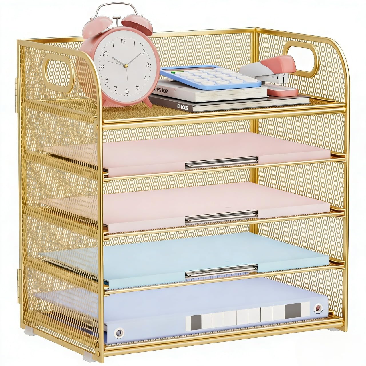 Photo 1 of ** SOLD AS IS NO RETURN/REFUNDS**SEE COMMENTS!
Kinkota Paper Organizer Letter Tray with Handle Mesh 5 Trays Desk File Organizer Paper Sorter Desk Organizer for Office, Home or School-Gold