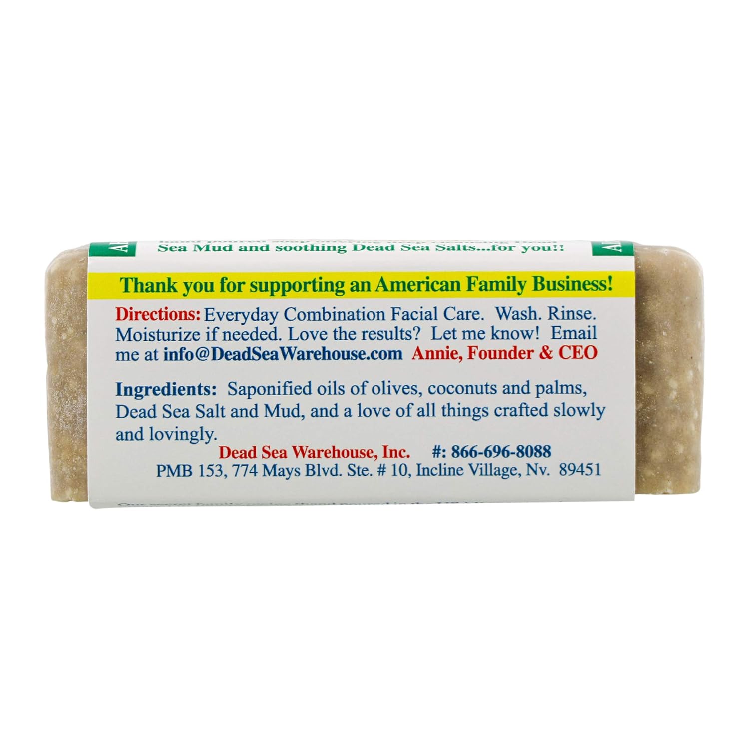 Dead Sea Warehouse - Amazing Minerals Combination Facial Skin Soap Bar, Hand Crafted with Deep Cleansing Dead Sea Mud and Soothing Dead Sea Salts (5.2 Ounces) : Beauty