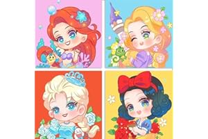 cviokrdu 4 Pack Paint by Number for Kids 8-12,Cartoon Character Easy Acrylic Paint by Number for Kid Canvas,Anime Oil Painting by Number Kits Without Frame for Home Wall Decor (8x8inch)