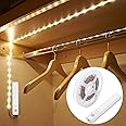 Amagle LED Dual Mode Motion Strip Lights with Auto On Off Sensor Closet Light for Indoor Bedroom,Kitchen,Wardrobe,Stair,Mirror,Counter,Basement,Trunk 4000K Nature White Under Cabinet Lighting (3.2FT)