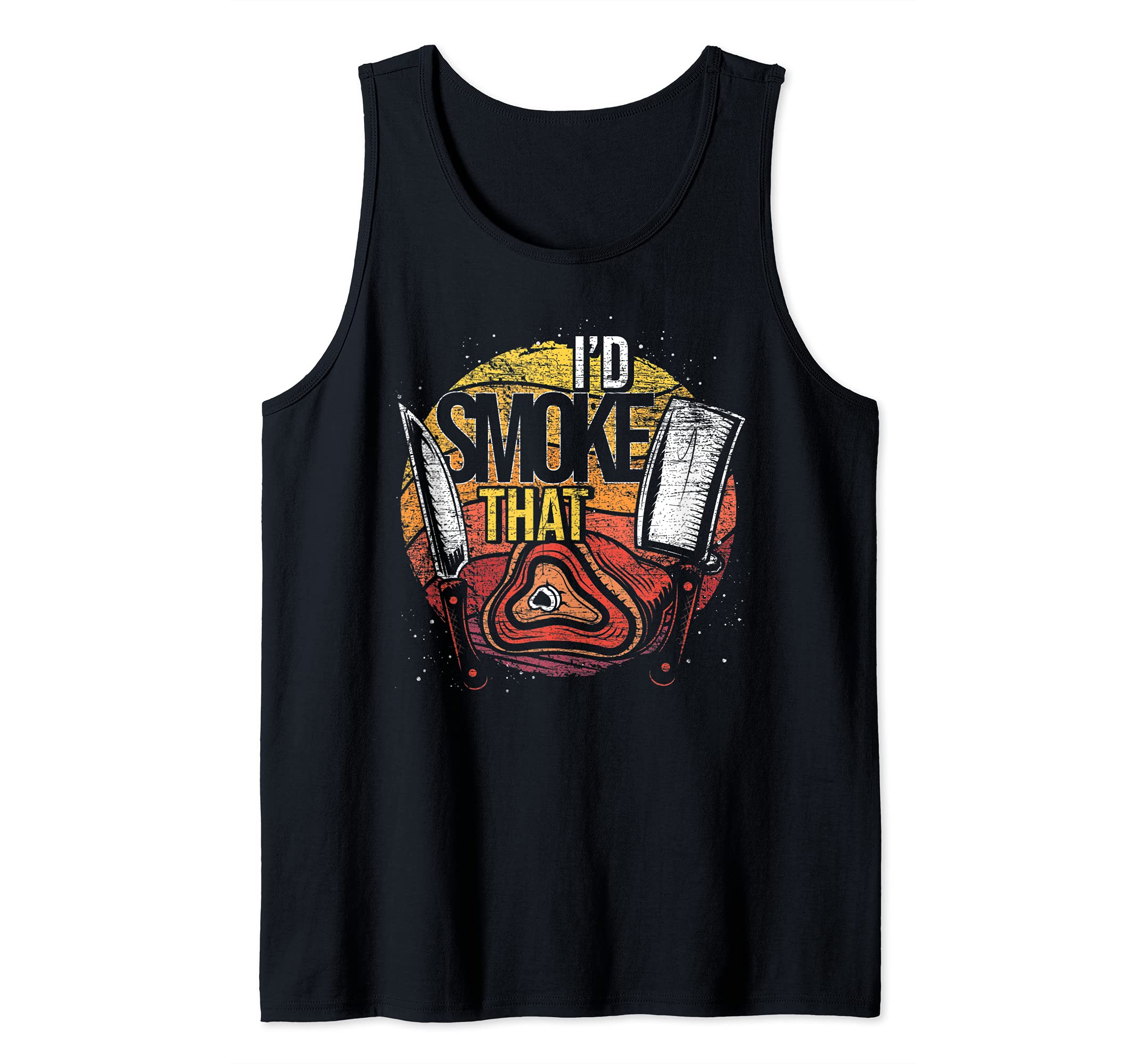 Retro Barbecue Grilling Meat Griller Id Smoke That Funny BBQ Tank Top