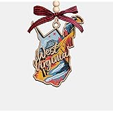 Moonlit93 West Virginia State Christmas Wooden Ornament - 2-Layer Laser-Cut Wooden Keepsake - Rustic Holiday Decor & Ideal Travel Gift for Women Men Family & Friends - West Virginia Locals Gift