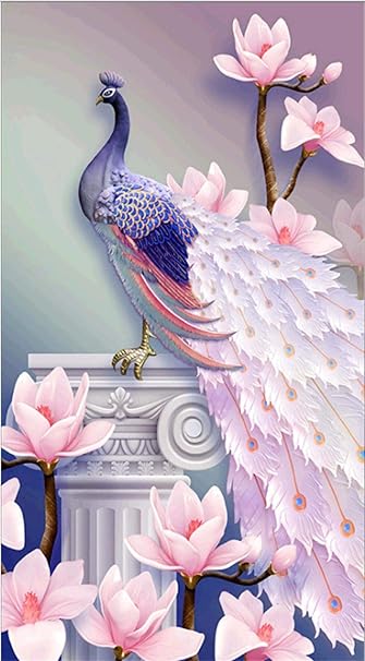 greenwoodhomer DIY Diamantmalerei 5D Kreuzstich Pfau Schneestadt