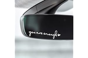 Miarita 3X Hello Beautiful Rearview Mirror Decal, Vanity Mirror Stickers, Car Decals for Women, Rear View Mirror Sticker, Car Stickers and Decals, Rearview Mirror Accessories, (You are Enough White)