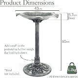 CHRISTOW Plastic Resin Bird Bath Lily Leaf Pedestal Grey 60cm 43cm view 6