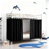 CozyWeave Black Bunk Bed Curtains Blackout Privacy Woven Print Bottom Curtain Loft Bedding Canopy Breathable Dustproof 2 Panels