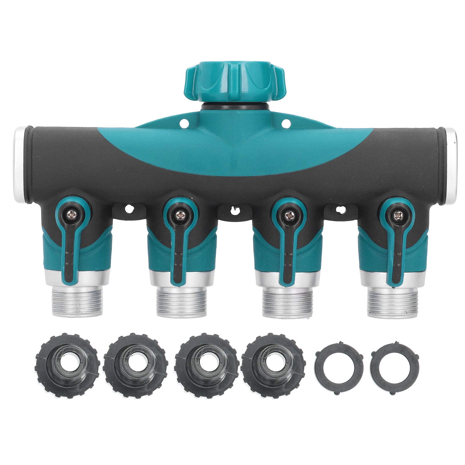 4 Way Garden Hose Splitter Metal Valve Water Tap Distribution Controller Connector Garden Lawns Product