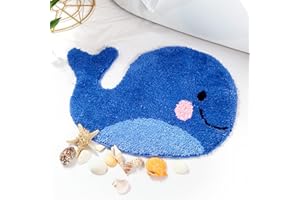 Sagielio Kids Bathroom Rug - Cute Whale Bath Mat, Blue Non-Slip Microfiber Terry, Washable Water Absorbent Floor Mat for Boys and Girls, Perfect for Kids Bathroom Decor (17x23 Inches)
