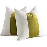 AmHoo Pack of 2 Velvet Panel Cotton Pillow Covers Decorative Pillowcase Cushion for Couch Sofa Bedroom 18 x 18-Inch Spinach Green