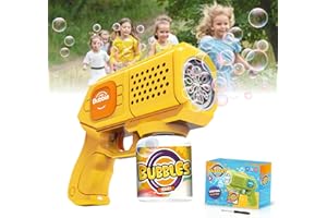 P PANACARE Bubble Machine,Panacare Bubble Gun for Kids,Automatic bubbele Machine Gun 10 Holes with LED Bubbles Making Toy，Bubble Maker Toys 10000+ Rich Bubbles/Min with Bubble Solution,for Kids Birthday/Party