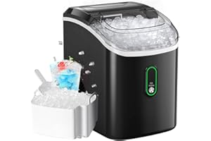 TOTNZ Nugget Ice Maker Countertop, Portable Pellet Ice Machine with Self-Cleaning Function, Nugget Ice Maker Produces 33lbs of Chewable Ice in 24 Hours, Ideal for Home Kitchens Party Camping, Black