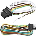 EXERAUO Trailer Light Wiring Kit, 50ft Wiring Harness with 4 Way Flat, Waterproof 18 Gauge 4 Pin Wiring Kit for Utility Trailer, Marine, Boat Trailer
