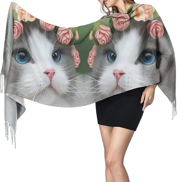 Amazon かわいい ラグドール 猫と花 レディース マフラー レディースメンズ共用 大判 ストール カシミヤ シンプル ギフト クリスマスプレゼント 196cm 68cm マフラー 通販