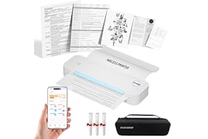 YUEBBB Portable Thermal Printer with case, Portable Printers Wireless for Travel, Inkless Printer, Bluetooth Wireless Printer, Support A4 & Letter Size Thermal Paper, Support Mobile & PC.