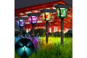 CINOTON Outdoor Solar Landscape Pathway Lights with 3 Lighting Modes, IP65 Waterproof LED Solar Powered Wall Lights for Garden Yard Path Lawn Deck Driveway Pool Backyard Warm White & Multicolor 4 Pack