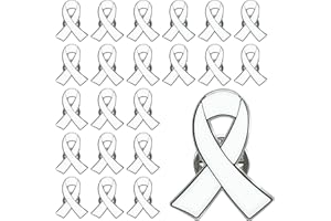 JOIXY 25/50/100/200pcs White Ribbon Pin White Ribbon Brooches Enamel Jewelry Pins Lung Cancer Bone Cancer Awareness Blindness Victims of Terrorism and Adoption Awareness Pins