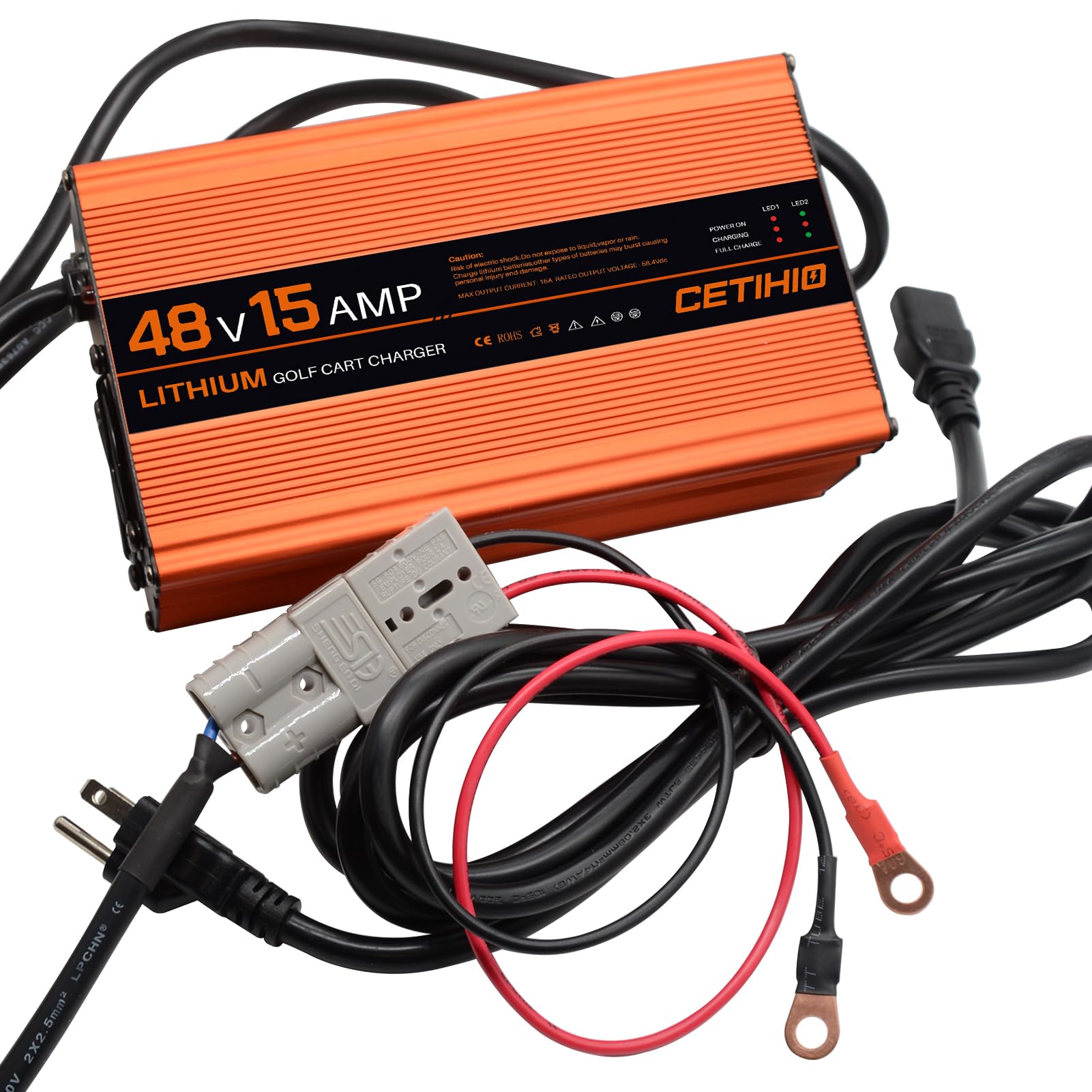 Photo 1 of ***(DAMAGE -SELLING AS PARTS ONLY)*** 48 Volt Lithium Battery Charger for Golf Cart. 15 AMP LiFePO4 Battery Charger with Anderson Plug, 16FT, 2025 Upgrade,(Output: 58.4 Volts 15A) 3-5 Hours Full Charge, Smarter