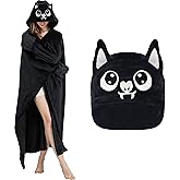 HMHMAWAHV Cloud-Soft Wearable Bat Blanket Hoodie - Oversized Cozy Hooded Blanket Cloak with Gloves, Full Coverage for Relaxed Lounging, Cute Bat Gift for Women and Men