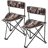 REDCAMP 2-Pack Tripod Hunting Chairs, Portable Folding Hunting Stool with Back, Heavy-Duty Frame Supports Camo Fishing Chair 