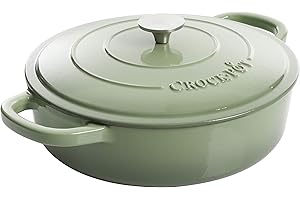 Crock Pot Artisan Enameled Cast Iron Braiser W/Lid, 5-Quart, Pistachio