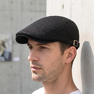 Breathable Mesh Newsboy Adjustable Solid Color Beret Hat Unisex Outdoor Retro Forward Peaked Cap for Men Women Summer Casual