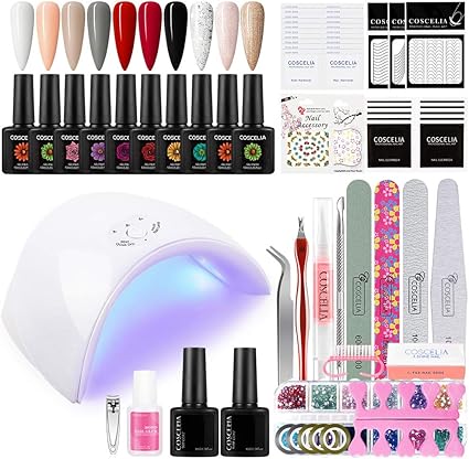 coscelia kit de esmaltes semipermanentes 36w lampara led uv para unas kit de inicio 10pcs esmalte de unas de gel herramientas de manicura pedicura