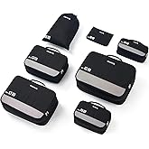 Hanke 7 Set Compression Packing Cubes for Travel, Expandable Large Packing Cubes for Suitcases and Backpack, Luggage Packing Organizer Bags with Double Zipper as Travel Essentials