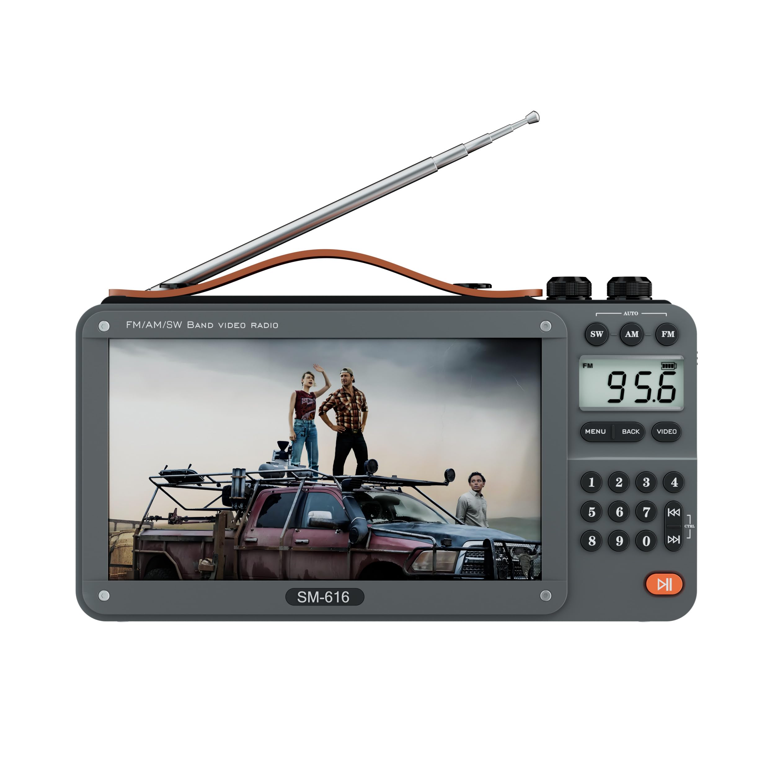 Photo 1 of 720P 7Inch Screen AM FM Movie Video Radio with Bluetooth Speaker, Rechargeable Digital Shortwave MP3 MP4 Player Radio, Support USB/Micro SD Card, Loud Speaker and Headphone Jack (NO TV)