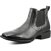 Palitutu Mens Leather Western Chelsea Cowboy Boots Classic Square Toe Slip On Casual Boots for Men DressComfort Slip Resistant Wide Width