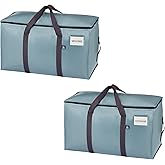 VENO 2 Pack Moving Bags, Upgraded Heavy Duty, Moving Boxes Alternative, Packing Storage Supplies for Dorm Room Essentials with Zipper for Clothes, Large Totes for Packaging (Light Blue, 2 Pack)