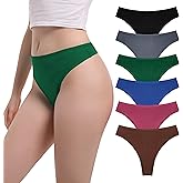 GAREDOB High Waisted Thongs for Women Sexy High Rise Cotton Thong Panties S-4XL Pack 6