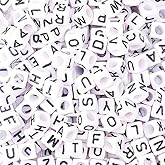 FASHEWELRY 300Pcs Cube White Acrylic Letter Beads 6x6mm Alphabet A-Z Spacer Beads for DIY Bracelet Necklace Jewelry Making
