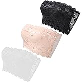 Jeffdad Lace Tube Top Bra, Strapless Lace Bralettes for Women Stretchy Tube Top Bra for Low Neckline Cleavage Cover