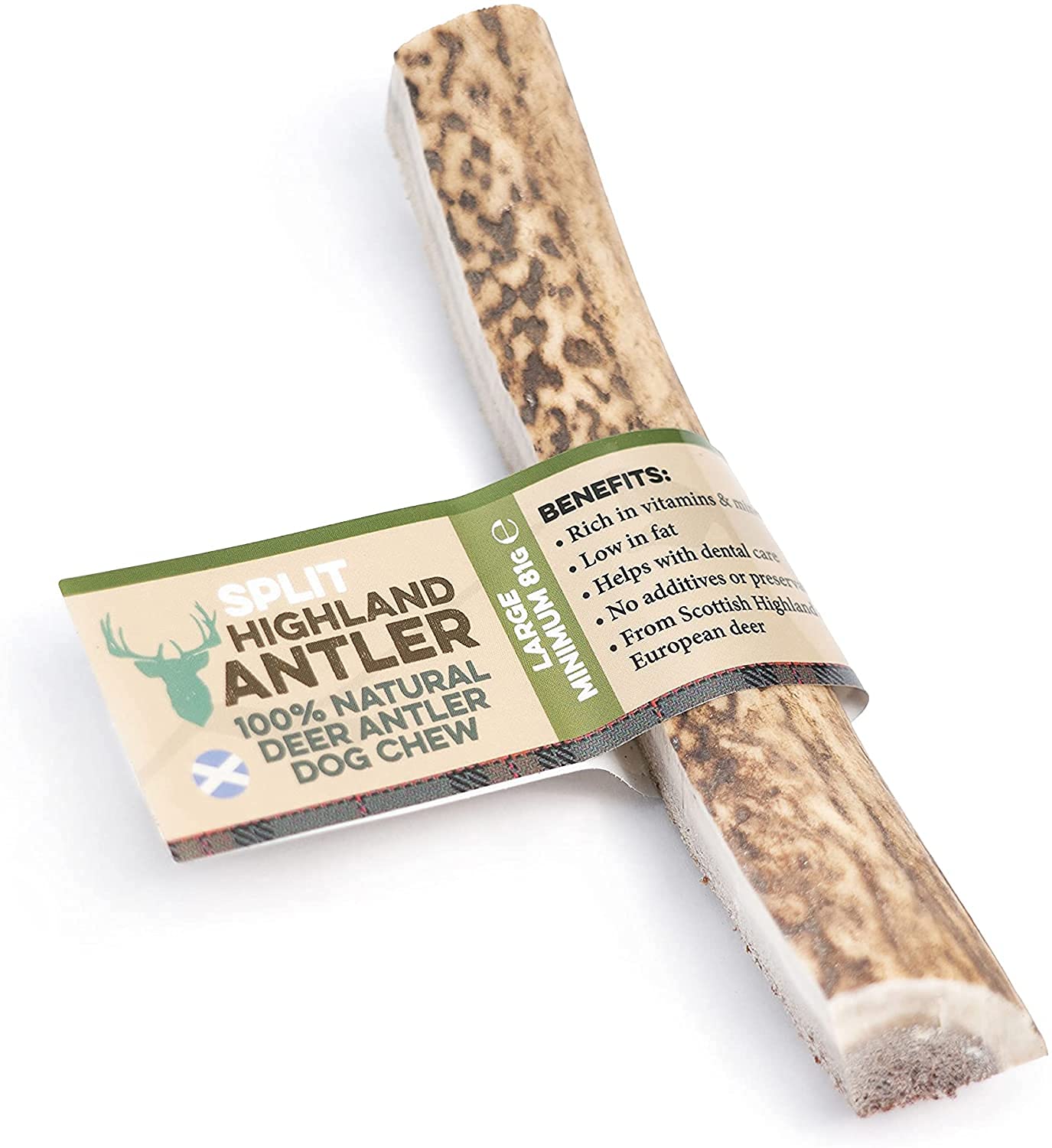 100% Natural SPLIT Large Antler Dog Chews The Hypo-Allergenic Dog Chew (Large 81-120g)