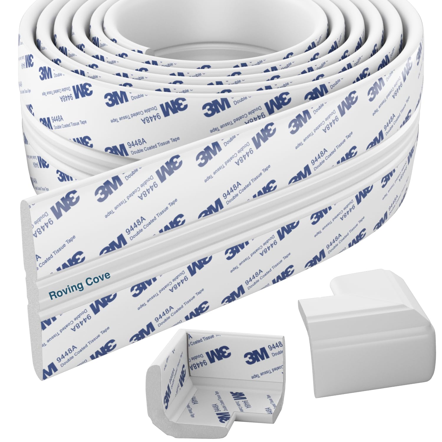 Roving Cove PreFit Edge Corner Protector (Broad 9ft Edge 2 Corners), Baby Proofing Fireplace Hearth and Furniture Bumper Guards, Oyster White, Extra Wide, Extra Adhesion, Pre-Taped - New & Improved