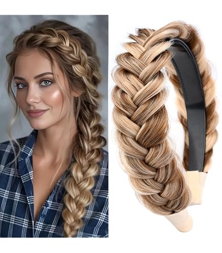 Amazon.com : Oplira Braided Headband With Tooth Wide Braid  display picture 3