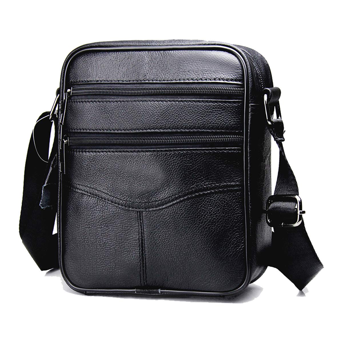 MANNUOSI Men's Shoulder Handbags retro casual Top-Handle Messenger business Wallets real leather Clutches Black