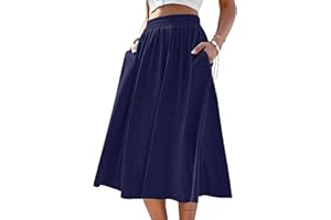 SOFIA'S CHOICE Skirts for Women Midi Length A Line Swing Flowy Skirt with Pockets