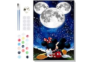 VINDIJA Paint by Numbers Kit for Adults Kids Beginner, Mickey Adults' Paint by Number Kits on Canvas Framed, Color by Numbers for Adults, Arts Crafts Kits for Girls Ages 8-12 Adults, 8x12in