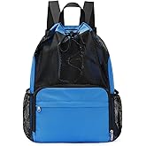 GaloTrek Drawstring Backpack Sports Gym Bag with Wet Pocket Swim Bag Mesh Drawstring Backpack with Shoe Compartment Beach Sackpack for Swimming, Workout Gear (Navy Blue)