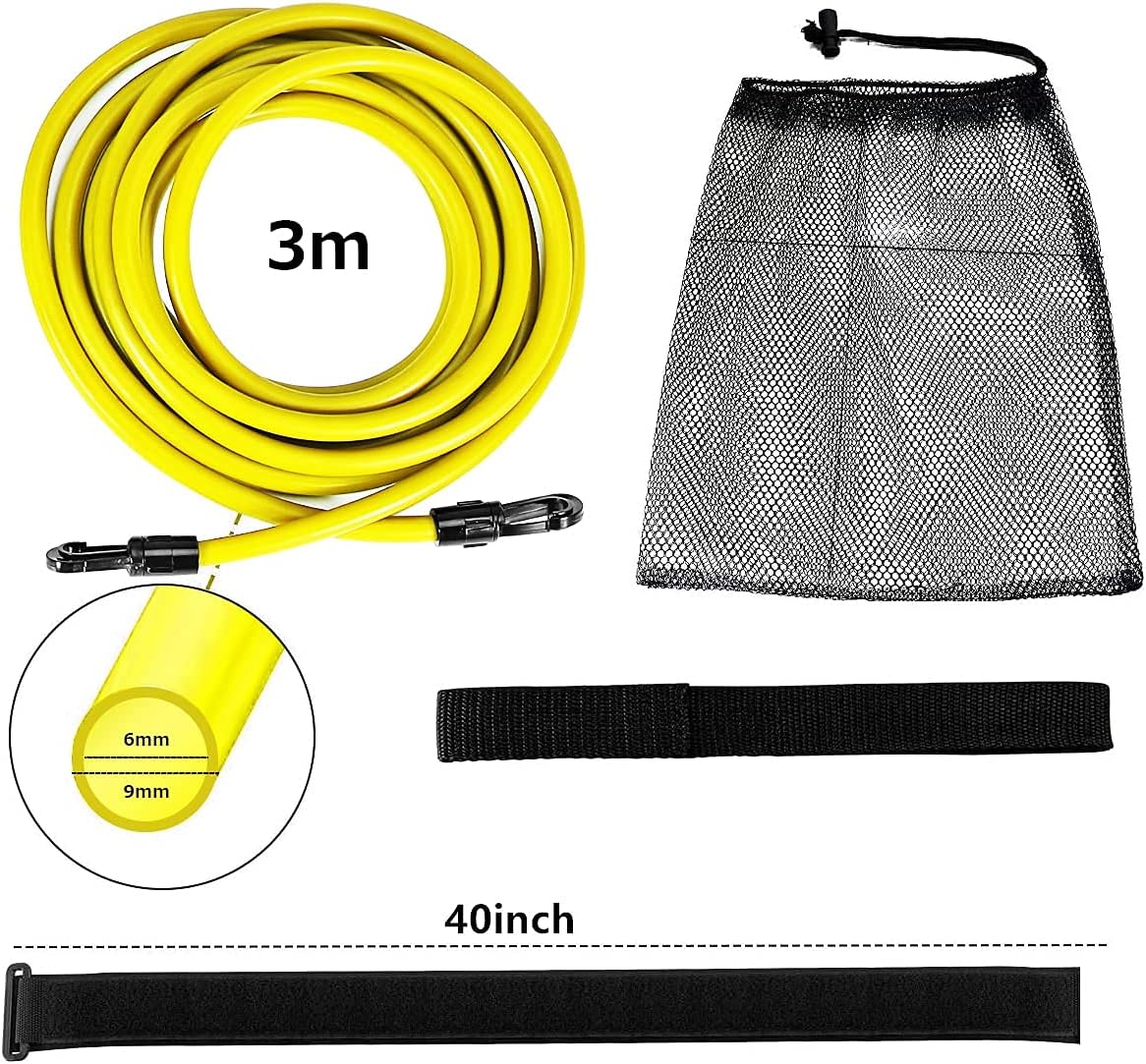FOOING 3M Swim Training Belts, Swim Training Leash, Swim Tether Stationary Swimming, Swim Harness Static Swimming Belt, Swim Bungee Cords Resistance Bands (Yellow, 3) : Sports & Outdoors