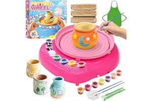 Roue de poterie pour enfants – Kit complet de peinture de poterie à faire soi-même pour enfants de 8 à 12 ans avec 4 paquets 