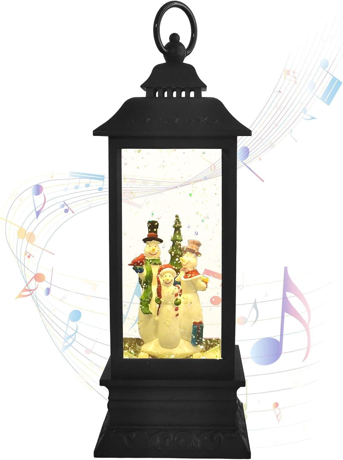 Snow Globes - Christmas Snow Globe Lantern Three Snowman Family Singing Under Tree in Musical Decoration with Battery Operated LED Water Glittering Music Playing with 6H Timer Home Party Decor