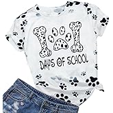 101 Day of School Shirt Dalmatian Shirt Women Teacher Shirts Funny Teacher Gifts Tshirt Casual Short Sleeve Tee Tops