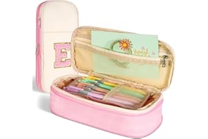 Btffitting Pencil Case,Personalized Pencil Pouch Cute Aesthetic College School Supplies,Large Storage High Capacity Pen Bag Holder Box Organizer Special Cases Gifts for Girls Teens - Beige+Pink,E