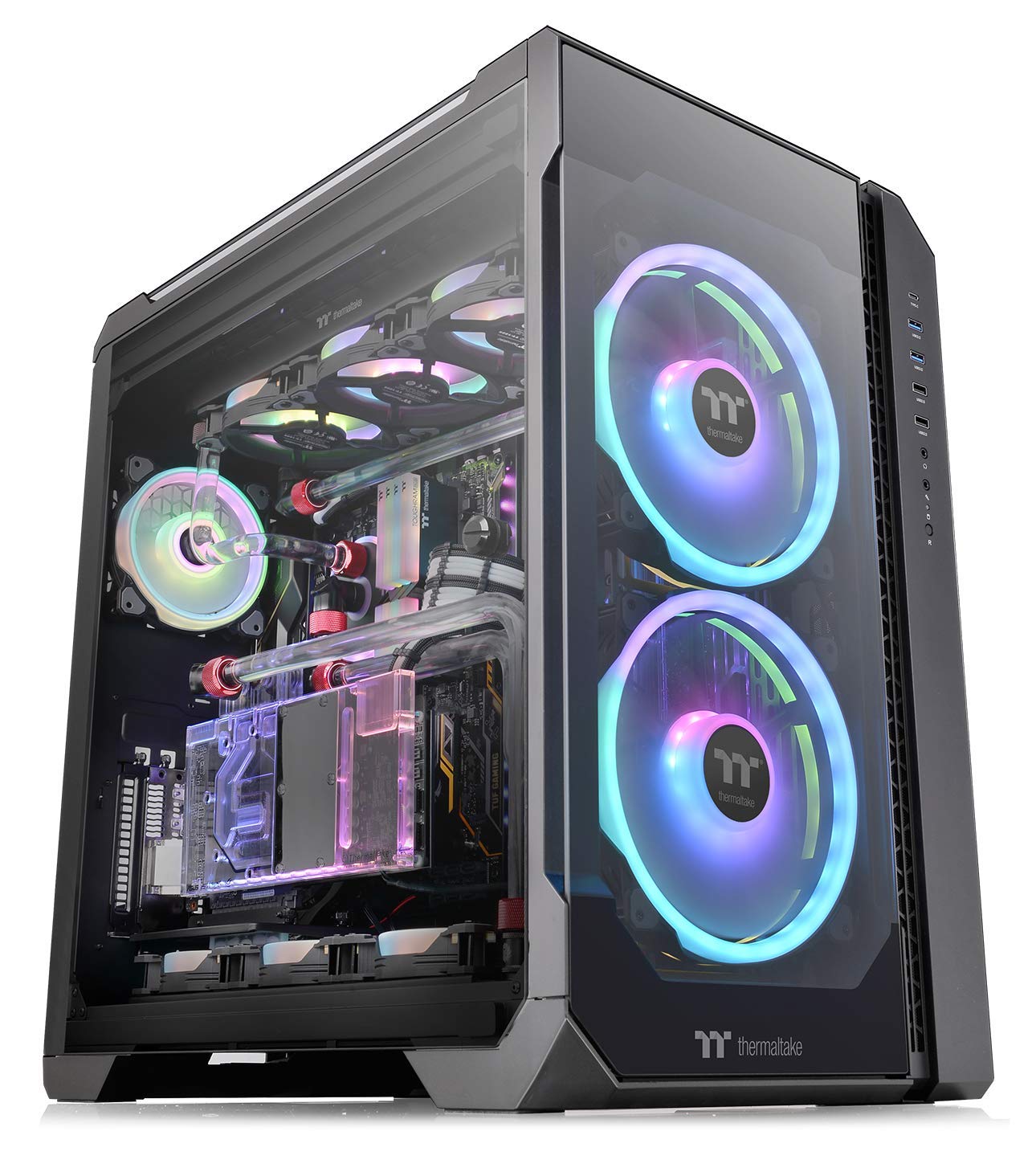 Thermaltake View 51 Motherboard Sync ARGB E-ATX Full Tower Gaming Computer Case with 2 200mm ARGB 5V Motherboard Sync RGB Fans + 140mm Black Rear Fan Pre-Installed CA-1Q6-00M1WN-00