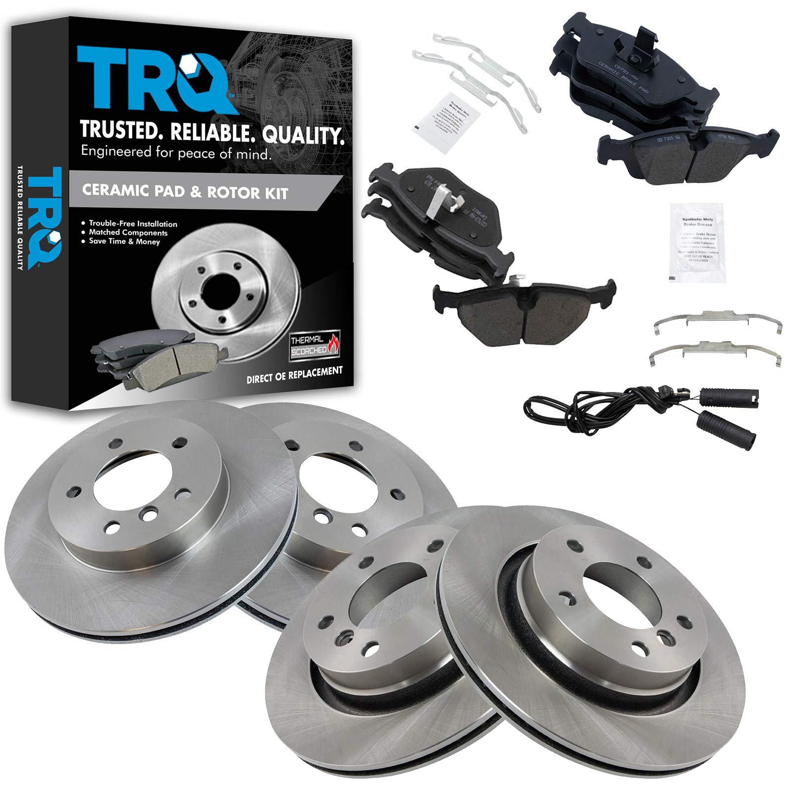 Photo 1 of TRQ Front and Rear Brake Pad & Rotor Kit Brake Pads Brake Rotor Ceramic Compatible with 2000 BMW 323Ci 323i 2001-2006 325Ci 2001-2005 325i 328Ci