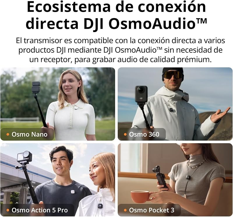 DJI Mic Mini Microfone Sem Fio (2 TX + 1 RX + Estojo de Carregamento), super leve, 48 h Uso, cancelamento de ruído, Microfone sem fio profissional para câmeras / iPhone / Android, Vlogs, Streaming