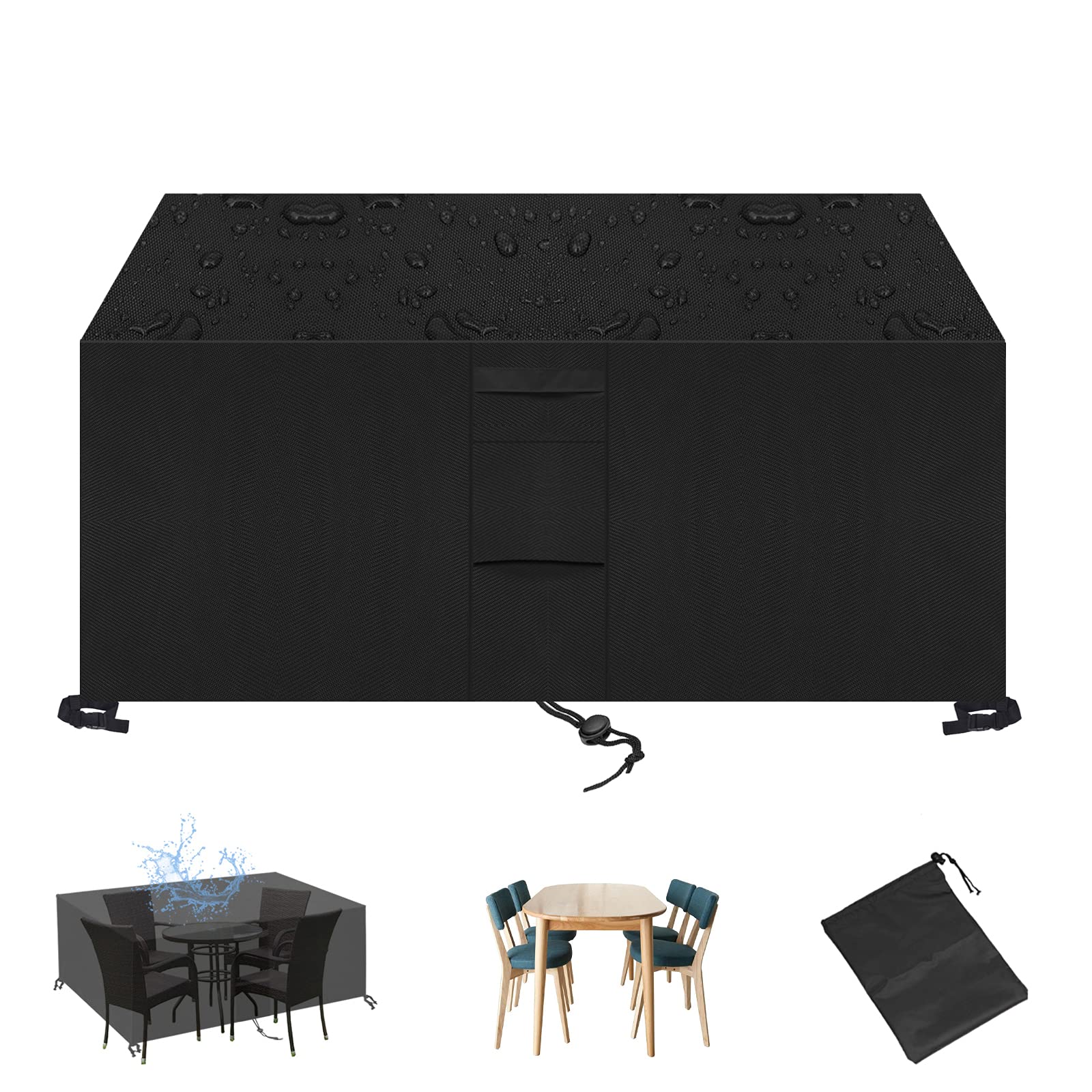 KZhanmy Garden Furniture Covers,420D Heavy Duty Rectangular Protective Cover, Waterproof, Breathable, Dustproof, and UV-Proof for Garden Furniture Covers Protectors