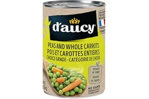 D'Aucy Green Peas & Whole Carrots, Canned Vegetables, Source of Fibre, No Preservatives, Quality Ingredients, 398ml